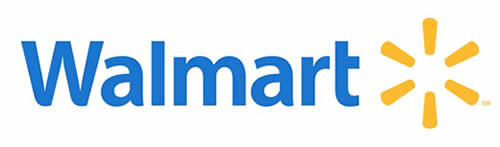 Walmart in blue letters with gold star shape