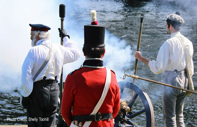 Soldiers Reenactment of War of 1812 on Lake Champlain